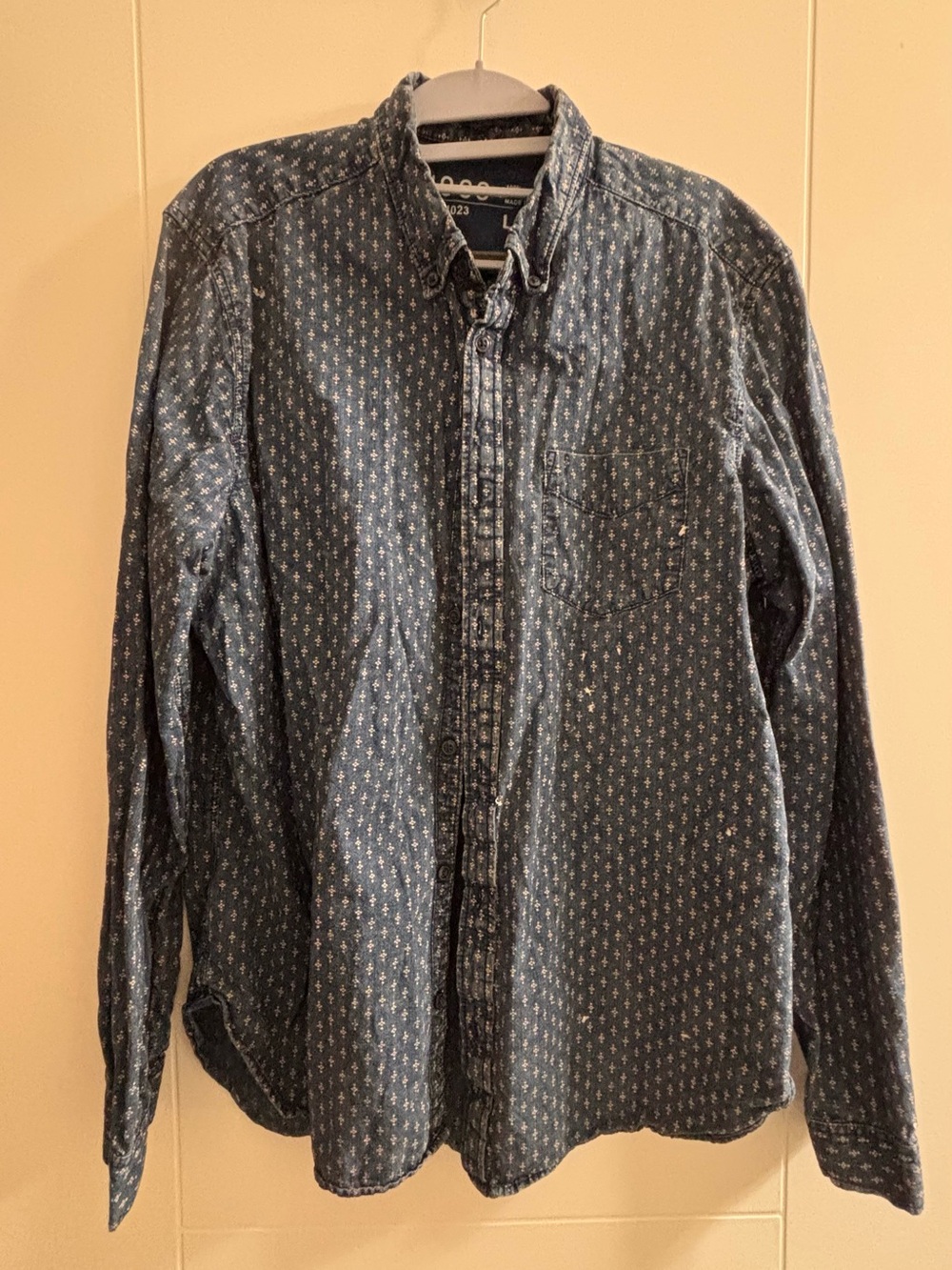 Vintage GAP Indigo Blue Printed Button-Down Shirt